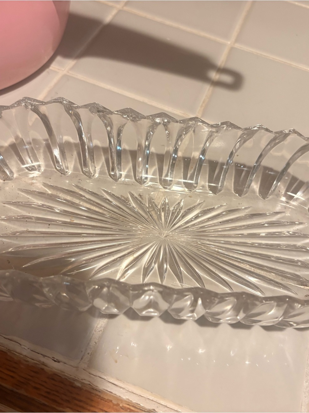 Vintage Clear Glass Oval Relish Dish Serving Platter
